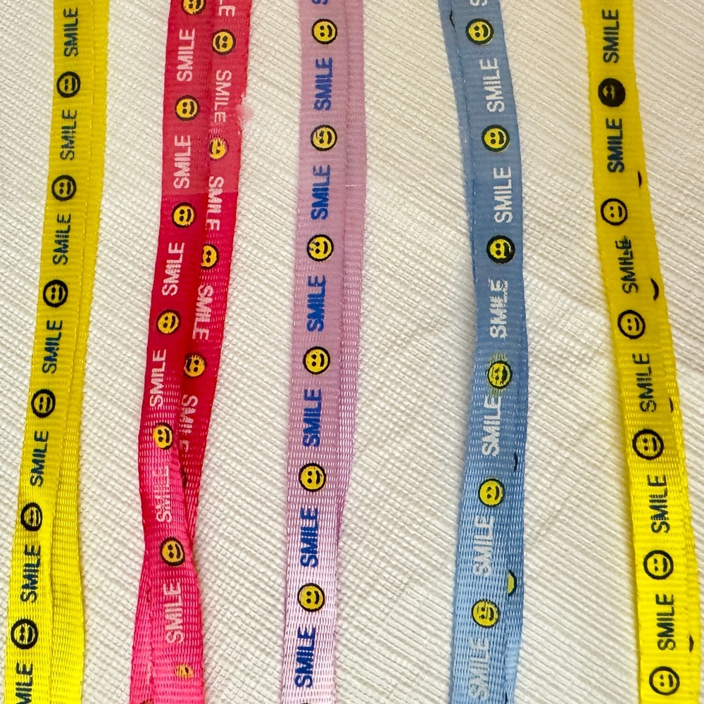 5 Pack 🙂 Smile Print Lanyards with Breakaway Connection - 4 Colors